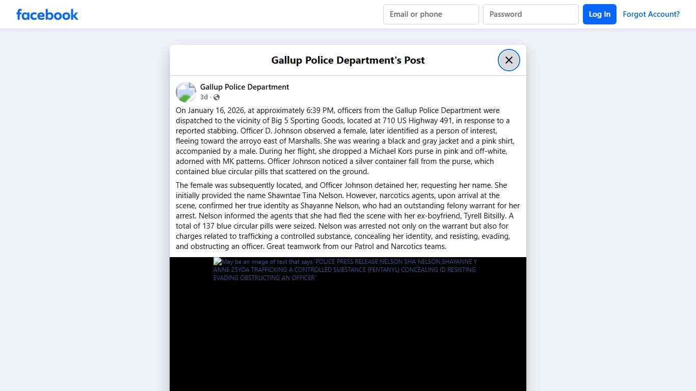 On January 16, 2026, at... - Gallup Police Department Facebook